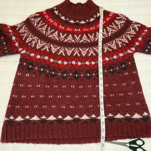 American Eagle Fair Isle Sweater Women's M | Burgundy | Raglan Sleeve Knit | EUC - Picture 6 of 12